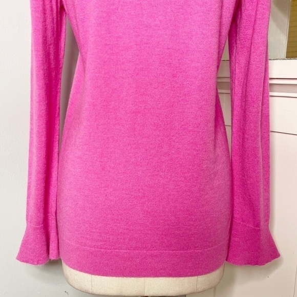 Talbots Pink Lambswool Crewneck Flutter Sleeve Sweater Small - Picture 8 of 11